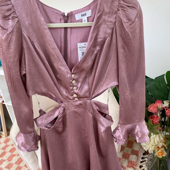 NWT Rahi Luster Cutout Mini Dress in Antique Rose | Metallic Pink | Nordstrom - Picture 5 of 16